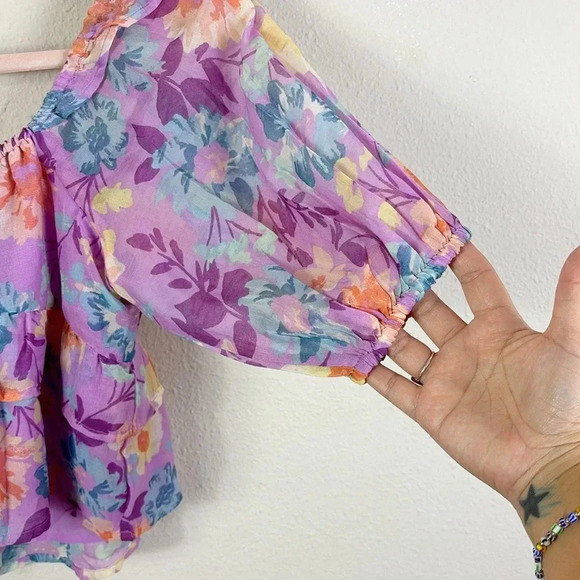 Billabong Salty Blonde Sweetest Ever Baby Doll Crop Top in Lovin Lilac size S - Picture 8 of 15